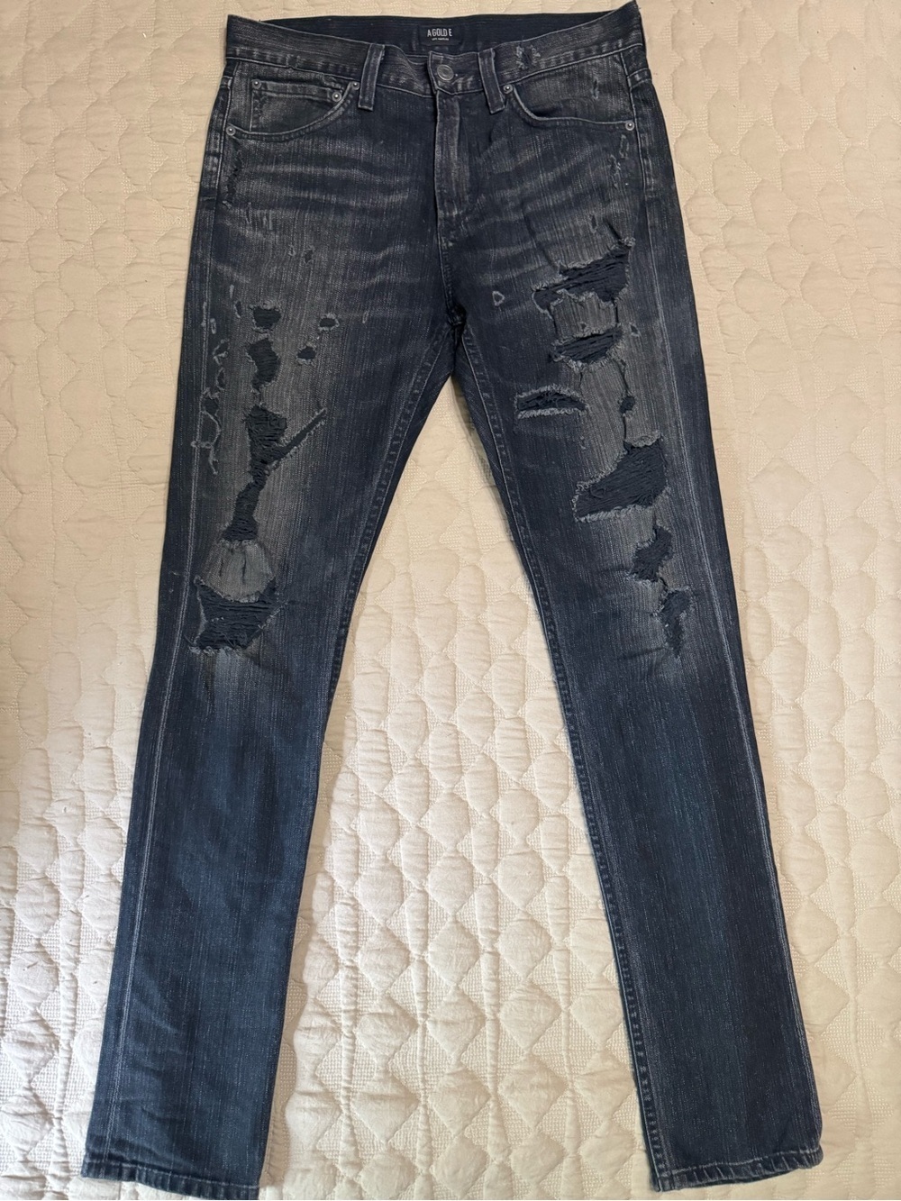 Agolde Women's Skinny Ripped Jeans in Dark Gray Wash Size 30